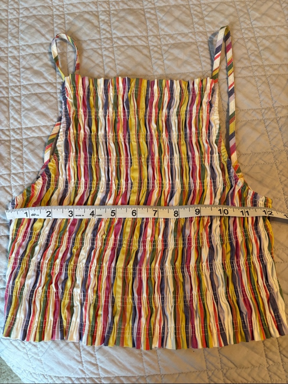 ZARA Smocked Multicolor Striped Crop Top - Picture 2 of 2